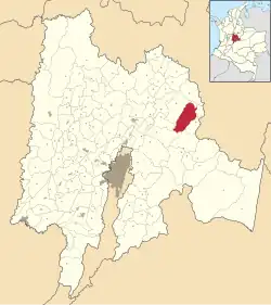 Location of the municipality and town inside Cundinamarca Department of Colombia