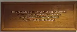 Commemorative plaque marking the opening of Fraserburgh Hospital