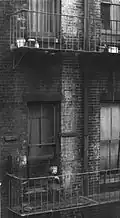 Consuelo Kanaga, Untitled (Tenement, Child on Fire Escape, New York), mid-late 1930s. Brooklyn Museum