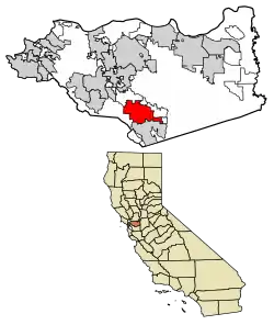 Location of Danville in Contra Costa County, California