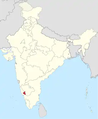 The map of India showing Coorg State