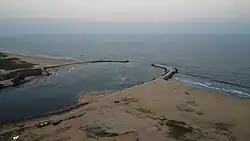 Cooum River joining the Bay of Bengal