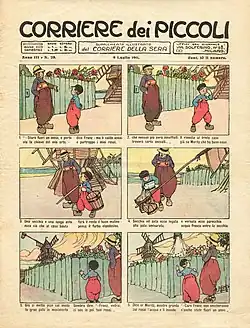 Image 10Cover of Corriere dei Piccoli, 11 July 1911, with a strip in the Italian style (no speech bubbles). (from Culture of Italy)