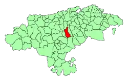 Location of Corvera de Toranzo in Cantabria.