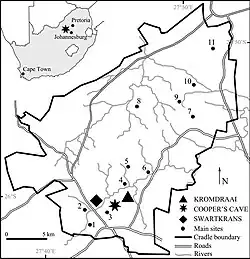 Drawn map showing fossil location