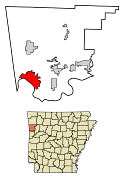 Location of Van Buren in Crawford County, Arkansas