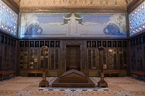 Crematorium interior, (1908–1910) with symbolist murals by Charles l'Eplattenier (1912)