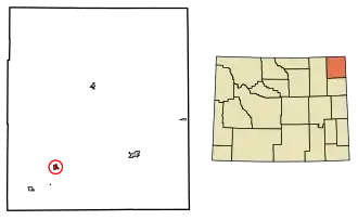 Location of Pine Haven in Crook County, Wyoming.