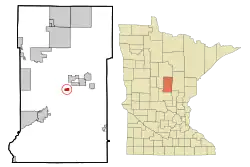 Location of Riverton within Crow Wing County, Minnesota