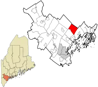 Location in Cumberland County and the state of Maine.