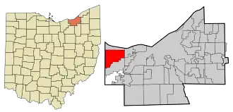 Location of Westlake in Cuyahoga County, Ohio