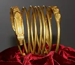 Dacian gold bracelet with snake-motif, dated to 1st century BC – 1st century AD, from Sarmizegetusa, Romania