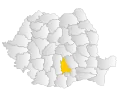 Map of Romania highlighting Dâmbovița County