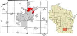 Location in Dane County and the state of Wisconsin