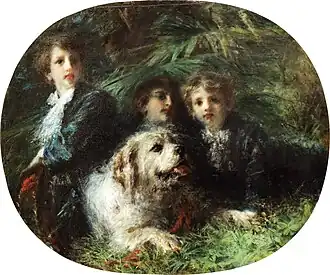 Prince Troubetzkoy's Children with Their Dog (1874)