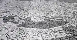 Dar el Bacha grounds in the early 1930s: the main palace structure is off-frame to the left, but the large gardens and its pavilions are visible (mid-frame)