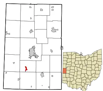 Location in Darke County and the state of Ohio.