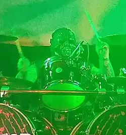 Chavarri performing with Terror Universal in 2018