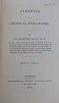 Title page of an 1812 copy of "Elements of Chemical Philosophy"