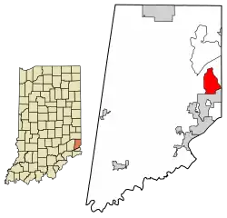 Location of Hidden Valley in Dearborn County, Indiana.