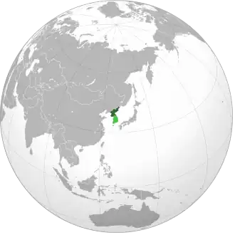 Location of Democratic People's Republic of Korea