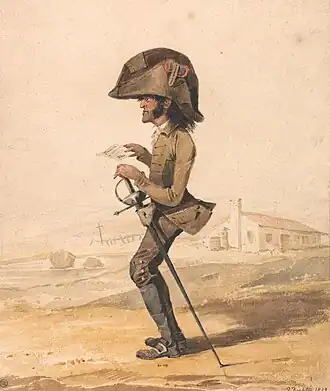 Caricature of a French military officer by Denis Dighton, 1812
