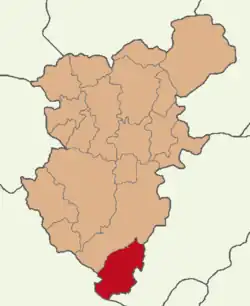 Map showing Çameli District in Denizli Province