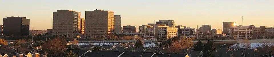 DTC skyline from the north at sunset