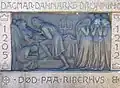 Relief by Anne Marie Carl-Nielsen depicting the death of Queen Dagmar based on its rendition in an old Danish folk song, Riberhus