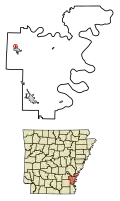 Location of Mitchellville in Desha County, Arkansas.