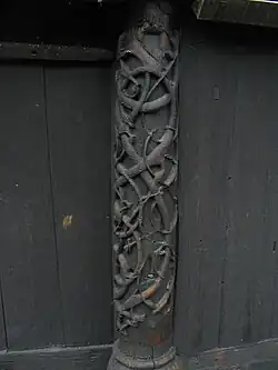 Corner column (from one of the earlier churches) on the north wall