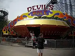 A Gravitron called "Devil's Hole" at Fantasy Island in Grand Island, New York