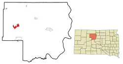 Location in Dewey County and the state of South Dakota