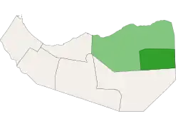 Location of Dhahar District in Sanaag, Somalia
