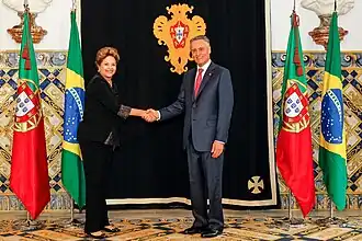 President Dilma Rousseff and President Aníbal Cavaco Silva in Lisbon, 2013.