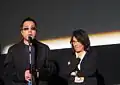 Director Pang Ho-Cheung (left) addresses the audience at a screening of his film The Exodus