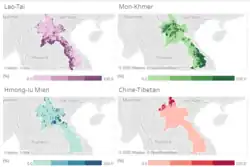 Languages of Laos. Four language families.