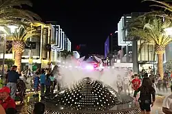 Shopping center at night.