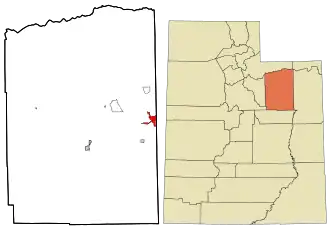Location in Duchesne County and the state of Utah