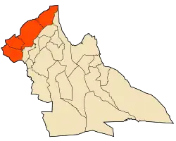 Map of Laghouat Province highlighting Gueltet Sidi Saâd District