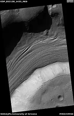Lineated valley fill in Reull Vallis, as seen by HiRISE under HiWish program