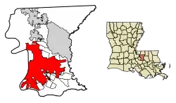 Location in East Baton Rouge Parish and the state of Louisiana