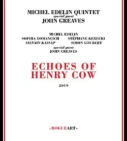 A text only cover on a plain white background: the album title in red in the centre, the artists in black at the top, and the record label in red and black at the bottom