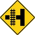 P2-19e Railroad crossing and T-junction 90° (left)