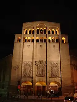 Facade on Place Tristan-Bernard at night