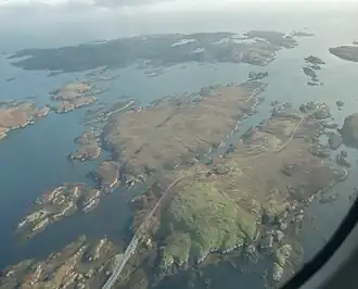 Eilean na Cille (at right), Triallabreac and Wiay from the air