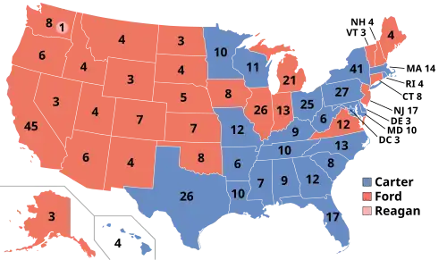 Results for the 1976 United States presidential election.