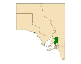Map of South Australia with electoral district of Frome highlighted