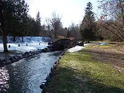 One of two remaining stone bridges over Furnace Brook