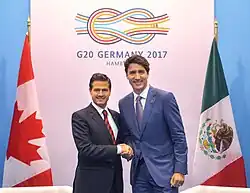 President Enrique Peña Nieto and Prime Minister Justin Trudeau at the 2017 G-20 Hamburg summit.